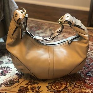 Authentic Coach White Leather Braided Strap Hobo